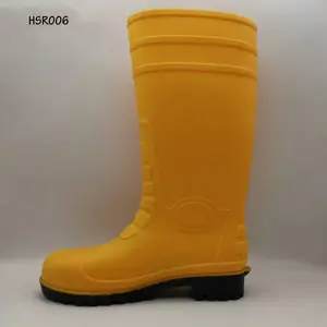 LXG, şantiye yüksek kesim ucuz fiyat güvenlik gumboots çelik ayak eklemek su geçirmez SBP standart sarı yağmur çizmeleri HSR006