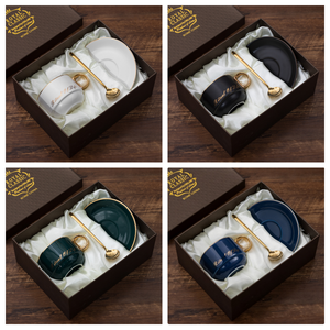 Set di Tazze da Caffè di Lusso con Manico Dorato e Piattino, Elegante Confezione Regalo per Tè del Pomeriggio, Ideale per Omaggi Aziendali - Product Image 6