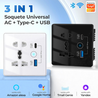 Prise intelligente XZJ avec ports USB et Type-C, compatible Alexa, universelle UK/US, ZigBee WiFi, en verre PC, 13A, avec minuterie domestique