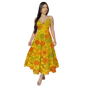 ชุดเดรสผู้หญิงเซ็กซี่พิมพ์ลายสลิงวันหยุดรุ่นล่าสุดคอวีแฟชั่น - Product Image 1