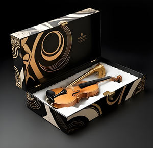 Caja de Exhibición para Arpa de Lujo con Interior de Terciopelo y Embalaje de Regalo con Estampado Dorado, Ideal para Entusiastas de la Música - Product Image 3