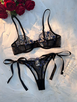 Ensemble de lingerie élégant en dentelle noire brodée de haute qualité, directement de l'usine