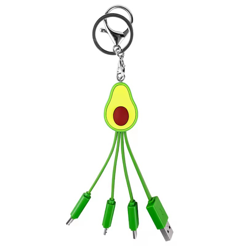 Câble de charge 3 en 1 en forme d'avocat vert