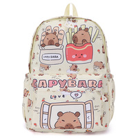 Mochilas Escolares Impermeables de Nailon con Cremallera de Capibara de Dibujos Animados, Lindas y Prácticas, de Gran Capacidad, con Bolsillo para Computadora, Venta al por Mayor para Niños
