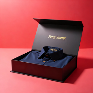 Caja de Embalaje de Papel Cuadrada con Impresión Personalizada y Bajo Pedido Mínimo para Camisetas, Ropa de Hombre, Cajas de Papel Rígidas con Cierre Magnético Negro - Product Image 2