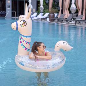 Glitter Llama Shape PVC <b>Inflatable</b> Pool <b>Float</b> Large Ride-On Swim Ring for Adults MAKE WAVES - Product Image 3