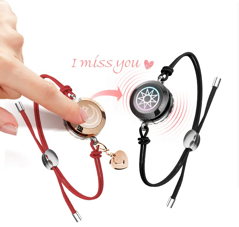 Totwoo pulseira inteligente interativa, pulseira vermelha para presente de dia dos casais inteligentes, de longa distância, amor, estrela, bracelete feminino