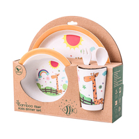 Ensemble de vaisselle pour enfants en mélamine et fibre de bambou, design animal mignon, assiette carrée et bol