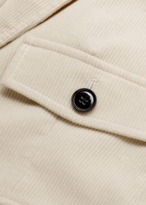 Blazer de pana color crema para mujer, manga larga, cuello con muescas, un solo botón, largo regular, color sólido, tejido de punto, para todas las estaciones - Product Image 4