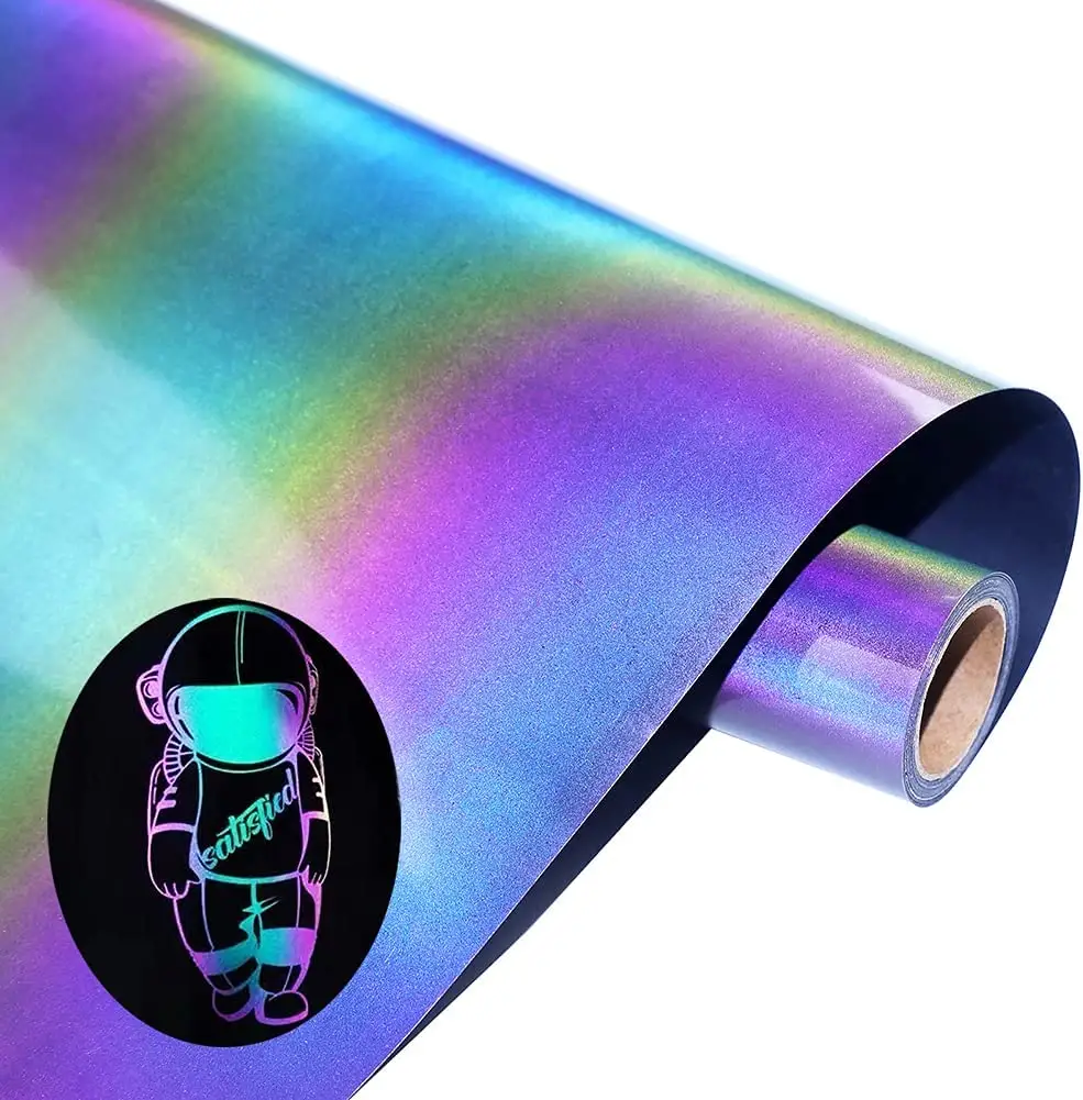 Regenbogen-Großhandel hochwertiges TPU-Material Regenbogen reflektierender Wärmeübertragungs-Vinyl für Kleidung, T-Shirt, Stoff, Textil