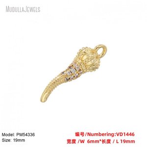 PM54332 Ciondolo Classico a Peperoncino Placcato <span class=keywords><strong>Oro</strong></span> con Zircone Cubico Corno Italiano <span class=keywords><strong>Cornicello</strong></span> Portafortuna per la Creazione di Gioielli - Product Image 6