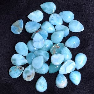 AAA+ Larimar 10mm-12mm Pierre précieuse Cabochon poire Larimar naturel Pierre précieuse semi-précieuse Cabochon poire en vrac pour la fabrication de bijoux - Product Image 1