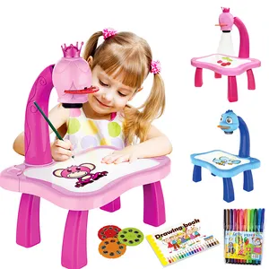 2022 children's New Design Montesorri Educational Toys 3 in 1 Electronic Projector Painting Toy LED Drawing Board for Kids