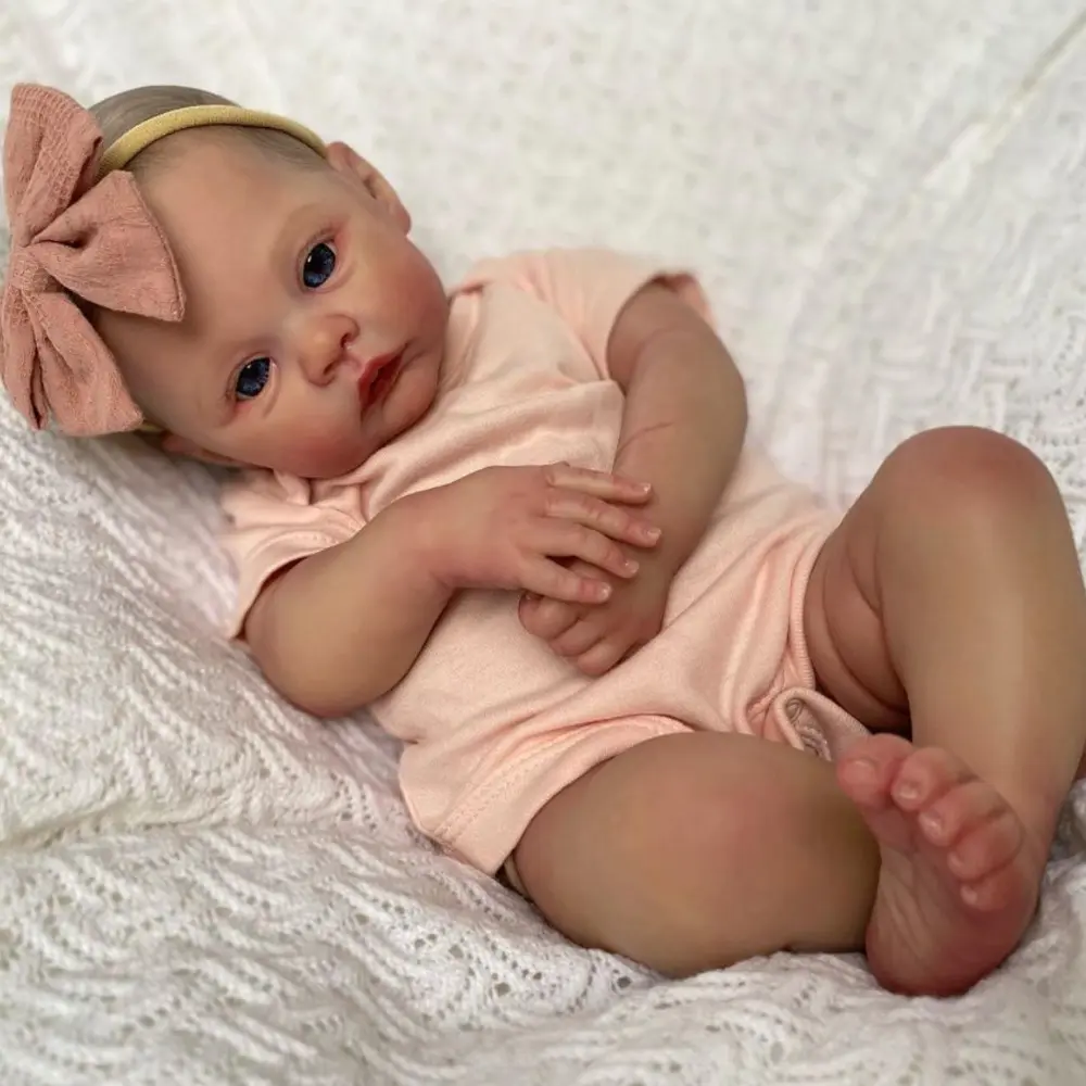 18 pollici Reborn Baby Doll Girl Soft Body 100% handmade 3D Skin con venature facciali bambola d'arte da collezione regali di natale bambole