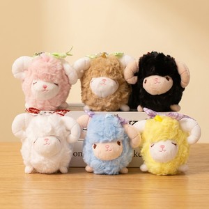 En gros, Porte-clés pendentif en peluche agneau mignon avec nœud, personnalisé, style dessin animé, doux, jouet en peluche mascotte pour cadeau - Product Image 2