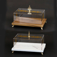 Arabische Kalligrafie-Box mit Goldakzenten Rechteckiges Holztablett Ramadan Acrylbox mit Deckel Arabische Kalligrafie-Präsentation