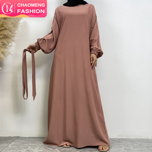 Hot bán đồng bằng màu sắc đóng abaya trượt ăn mặc với túi bên và đàn hồi Cuff cho phụ nữ hồi giáo 6673 # - Product Image 3