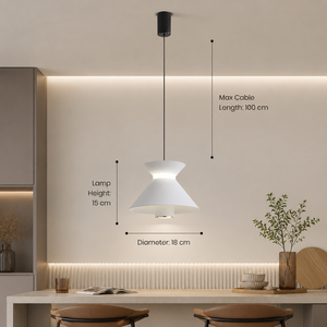 Lampe suspendue moderne en métal avec diffuseur en acrylique, 10W Led, blanc neutre, pour salle à manger, chambre à coucher, intérieur, hauteur réglable - Product Image 3