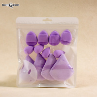 Beauty Planet Ensemble de 12 éponges de maquillage triangulaires, kits d'outils de maquillage cosmétique, mini-puffs, œufs, blender pour fond de teint, sac, logo personnalisé