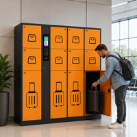 Casier de rangement intelligent pour bagages destiné aux lieux publics, armoire en acier à 12 portes avec système d'accès par reconnaissance faciale, code QR, mot de passe et carte IC