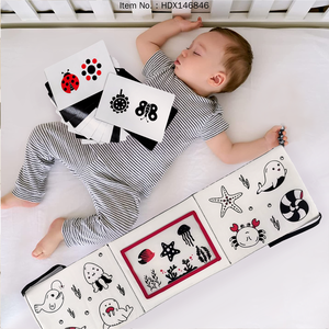 Jouet sensoriel noir et blanc, livre pour bébé à contraste élevé, livre pliable de style accordéon en tissu doux pour la croissance cérébrale des nouveau-nés - Product Image 6