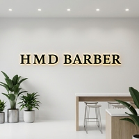 Enseigne lumineuse 3D Boyang à LED rétroéclairée, bandes LED pour publicité de salon de beauté, décoration murale en métal noir mat écologique, personnalisable