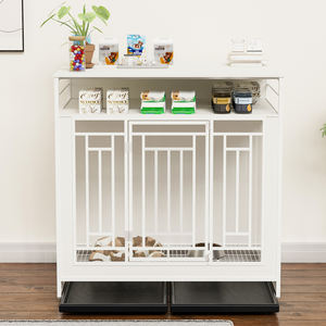 Mobili per cani da 43.3 pollici per cani di grossa taglia, cassa per cani in legno con divisore, cuccia per cani a doppia porta con tre cassetti - Product Image 3