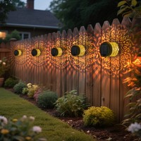 Lampe solaire murale extérieure étanche à LED, design mandala artistique en fer, multi-usages pour clôture de jardin, poteau, terrasse et patio