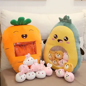 Yaratıcı aperatif yastık aperatifler çilek meyve bebek avokado bebek muz havuç peluş oyuncak bir çanta