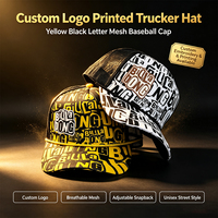 Casquette Trucker à Imprimé Lettres Complètes, Casquette de Baseball Respirante à Dos en Maille avec Logo Patch, Chapeau Pare-Soleil Tendance Urbaine pour Hommes et Femmes
