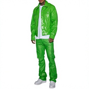 Conjunto Deportivo Impermeable para Hombre, Estilo Urbano, Manga Larga, Color Sólido, Cuello Camisero, Corte Regular, Moda Primavera - Product Image 1