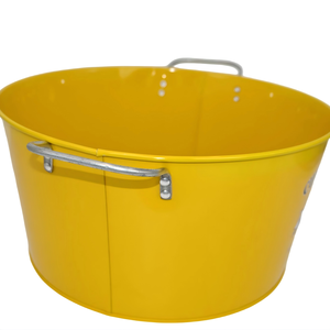 Cubo de hielo cilíndrico de metal amarillo con doble asa, enfriador de bebidas de hojalata, tina para cerveza y vino, logotipo personalizado, regalo para bar y fiestas - Product Image 6