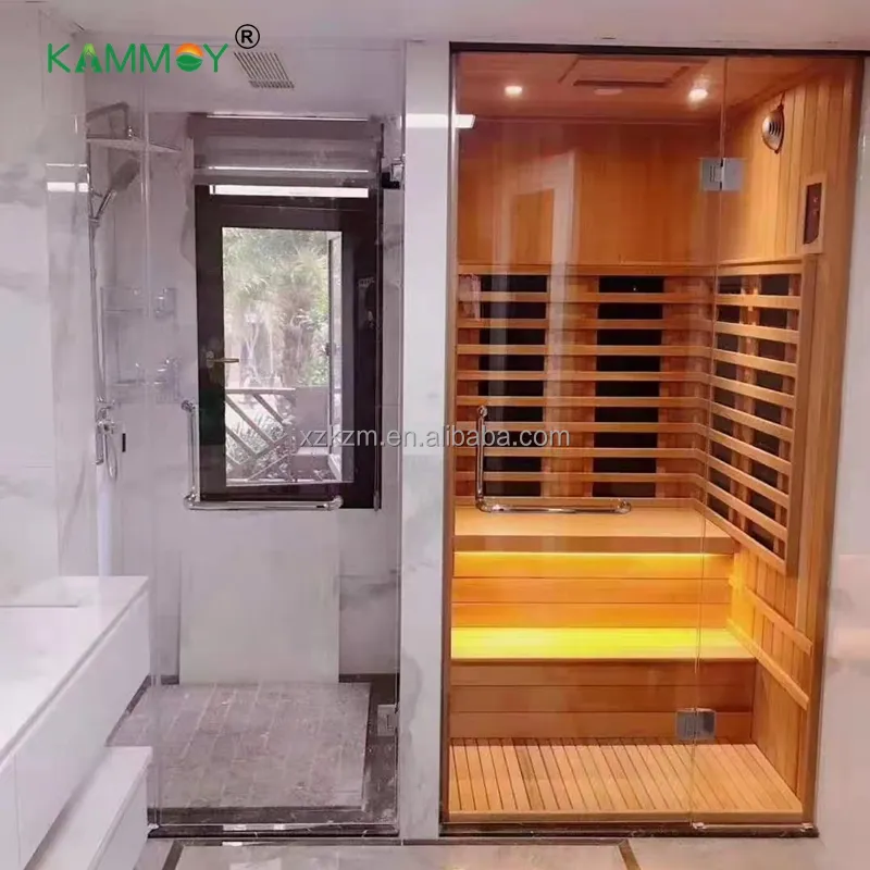 Far Infrared sweat room bath Steam Generator 1 person toughened glass solid wood hemlock toughened glass steam rooms