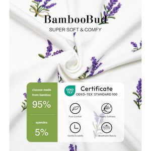 Combinaison courte pour fille BambooBud, imprimé lavande blanc, tenue d'été respirante, vêtement pour enfant en une seule pièce - Product Image 3