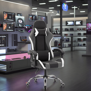 Kursi Putar Balap Tradisional Kulit Sintetis Ergonomis untuk Gamer dengan Mekanisme Multi-Fungsi Sandaran Kepala Bantal Lumbar - Product Image 6
