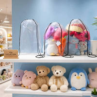 Sac à dos à cordon de grande capacité en PVC transparent, sac de rangement pour poupées, sac de transport anti-poussière, sac fourre-tout portable pour organiser les jouets en peluche, emballage cadeau