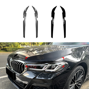 Bmw 5 Series G30 G31 Headlight Eyebrow Stickers Piano Black Carbon Fiber Texture Adhesive Decal Body Modification - Product Image 1