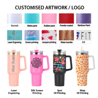Tumbler Stainless Steel Terisolasi Anti Tumpah 40oz dengan Gagang dan Sedotan Lipat, Laris Terjual