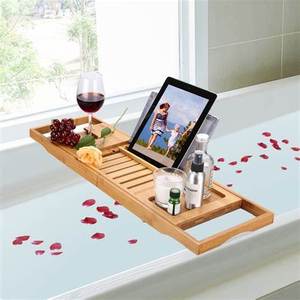 Plateau de <span class=keywords><strong>baignoire</strong></span> <span class=keywords><strong>pliable</strong></span> en bois de bambou avec plateaux de table de bain couleur et taille personnalisables naturel fait à la main - Product Image 3