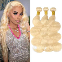 Rambut manusia Brazil asli 10A body wave Blonde, rambut sambung 100% rambut manusia untuk wanita kulit hitam, dijual grosir.