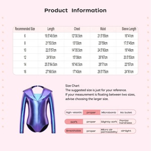 Justaucorps scintillant pour filles, manches longues, col marin métallisé, dos découpé, extensible et brillant, pour gymnastique, danse, spectacle, sur mesure - Product Image 6