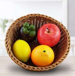 Espositore all'ingrosso Panier tessuto di <span class=keywords><strong>vimini</strong></span> Organizer pane frutta cibo Homme Rack canna paglia di stoccaggio di plastica cesto <span class=keywords><strong>in</strong></span> Rattan - Product Image 3