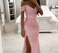 Robe de bal élégante pour femme 2026, longue, fendue, à sequins, sexy, épaules dénudées, pour soirée formelle, bal de promo ou mariage