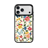 Coque de téléphone AG Feeling Black Edge avec motif papillon doré et fleurs pour iPhone 17, 17 Pro Max, 16 Pro, 15 – Coque magnétique