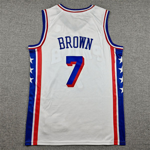 <span class=keywords><strong>Camiseta</strong></span> de <span class=keywords><strong>Baloncesto</strong></span> de Filadelfia Bordada de Alta Calidad al por Mayor # 23 <span class=keywords><strong>James</strong></span> # 7 Marrón # 21 Joel Embiid # 0 Maxey # 77 Edgecombe - Product Image 3