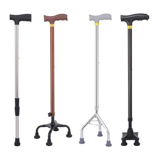 Canne antidérapante en acier inoxydable à quatre pieds pour personnes âgées, rééducation, soutien anti-chute - Product Image 1