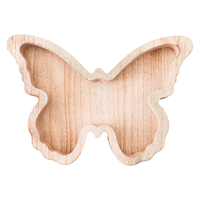 Oster-Schmetterlingsförmiges Holztablett Dekorative Servierplatte Frühjahrstischdekoration Naturholz 21,5cm