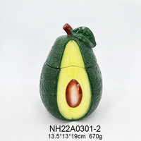 Bestcera 3d Virtueel Fruit Keukengerei Canister Keramische Schattige Avocado-Vormige Koekjesopslagpot Met Deksel