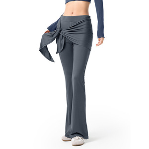 Pantalones acampanados inspirados en el Yoga con estilo para mujer con solapa trasera desmontable para mayor comodidad deportiva Fitness Wear - Product Image 2