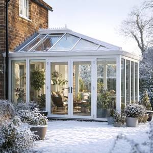 Solárium de Jardín Resistente al Viento de Invierno, Invernadero de Aluminio y Vidrio para Patio Exterior, Solárium Retráctil de Vidrio para las 4 Estaciones - Product Image 1